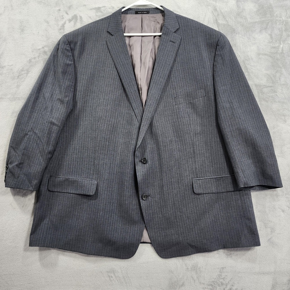 MICHAEL Michael Kors Suit Jacket Mens 58R Gray Pinstripe Wool 2 Button Blazer